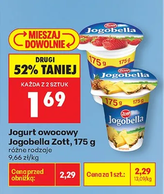 Jogurt owocowy, różne rodzaje promocja w Biedronka