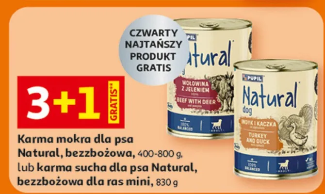 Karma sucha dla psa Natural bezbożowa dla ras mini 830 g promocja w Auchan