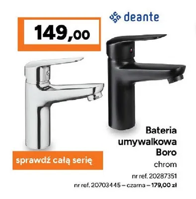Bateria umywalkowa Boro Deante chrom promocja w Bricoman