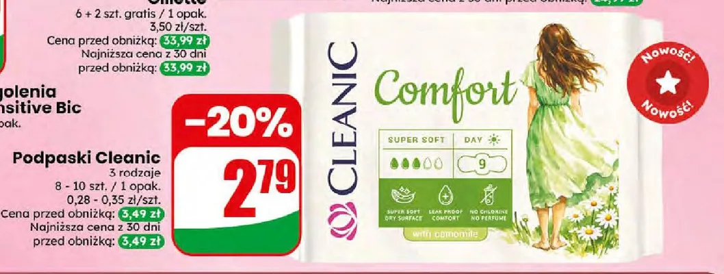 Podpaski Cleanic Comfort promocja w Dino