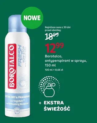 Antyperspirant w sprayu Borotalco Fresh Non-Stop Extra Dry & Fragrance promocja w Rossmann
