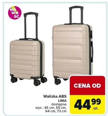 Walizka ABS Lima dostępne wys.: 45 cm, 55 cm, 64 cm, 73 cm promocja w Carrefour
