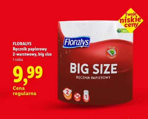 Ręcznik papierowy 2-warstwowy Floralys Big Size promocja w Lidl