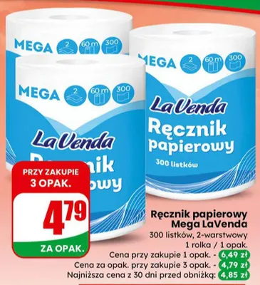 Ręcznik papierowy Mega 300 listków promocja w Dino