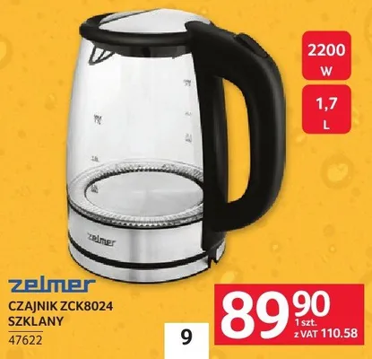 Czajnik ZELMER CZAJNIK CK1048024 SZKLANY promocja w Selgros