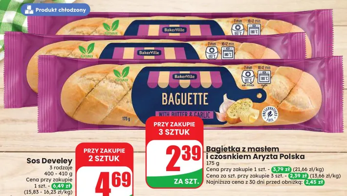 Bagietka z masłem i czosnkiem BakerVille promocja w Dino