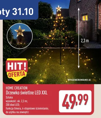 Drzewko świetlne LED Xxl Home Creation promocja w Aldi