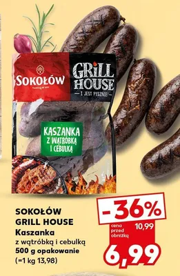 Kaszanka z wątróbką i cebulką Sokołów Grill House promocja w Kaufland