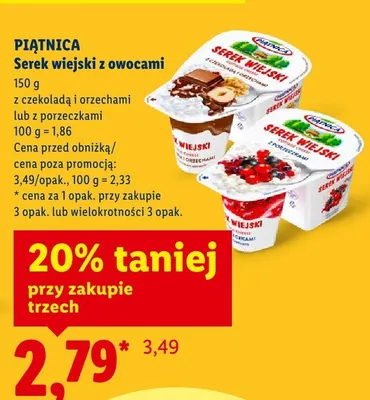 Serek wiejski z owocami z czekoladą promocja w Lidl