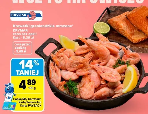 Krewetki grenlandzkie mrożone Krymar promocja w Carrefour