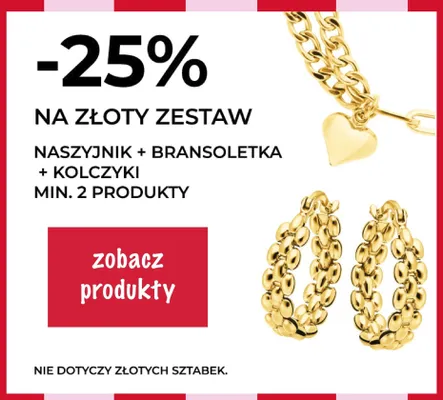 Złoty zestaw naszyjnik bransoletka kolczyki Briju promocja w Briju