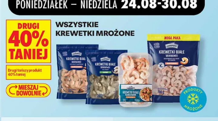 Krewetki białe blanszowane Marinero promocja w Biedronka