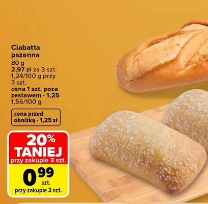 Ciabatta pszenna promocja w Carrefour