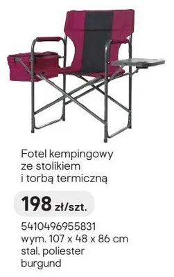 Fotel kempingowy ze stolikiem i torbą termiczną promocja w Castorama