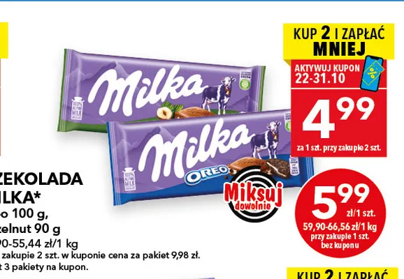 Czekolada MILKA TUC promocja w LEWIATAN
