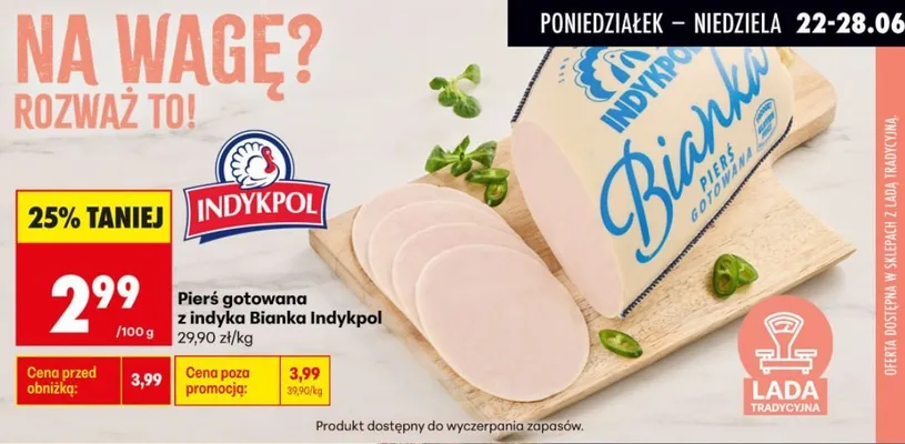 Pierś gotowana z indyka Bianka Indykpol promocja w Biedronka
