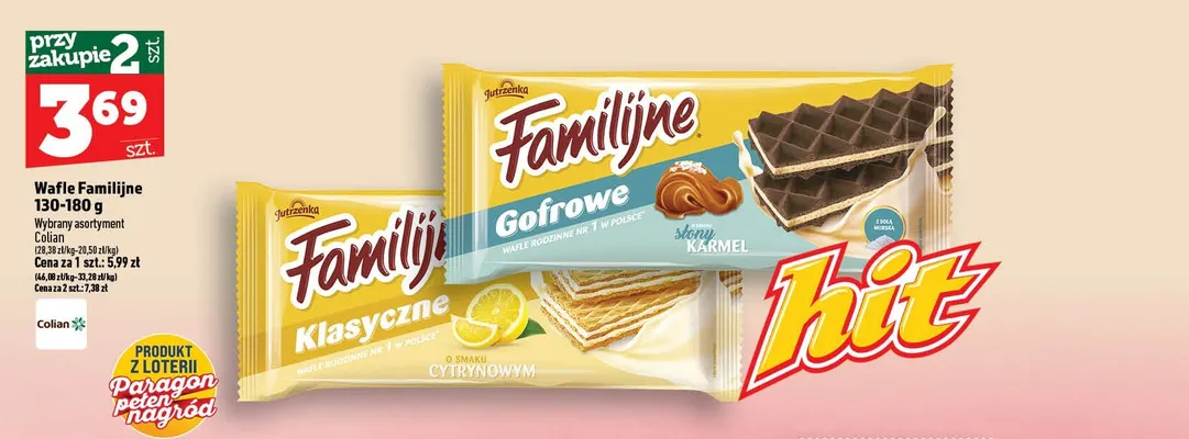 Wafle Familijne Klasyczne o smaku cytrynowym promocja w TOPAZ