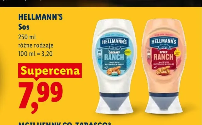 Sos Creamy Ranch Hellmann's promocja w Lidl