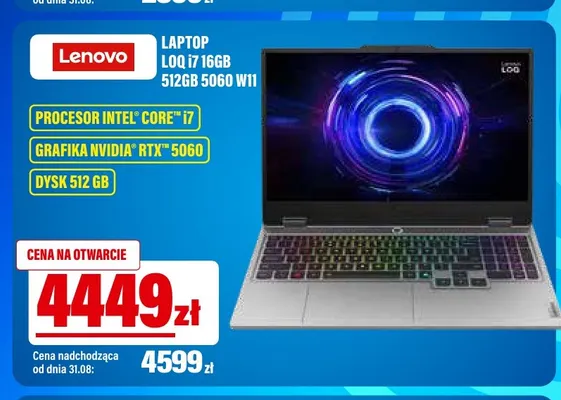Laptop Lenovo Loq i7 16GB 512GB 5060 W11 promocja w RTV EURO AGD