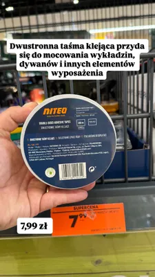 Dwustronna taśma klejąca Niteo promocja w Biedronka