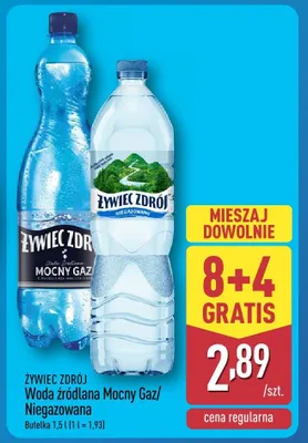 Woda źródlana Mocny Gaz/Niegazowana promocja w Aldi