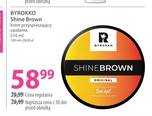 Krem przyspieszający opalanie Byrokko Shine Brown Original promocja w Hebe