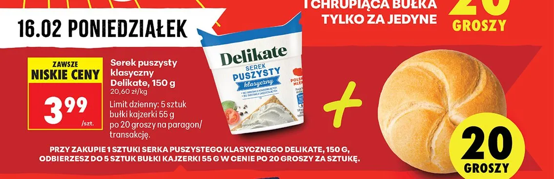 Serek puszysty klasyczny promocja w Biedronka