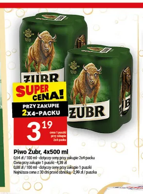 Piwo Żubr 4-pak 500 ml promocja w Twój Market