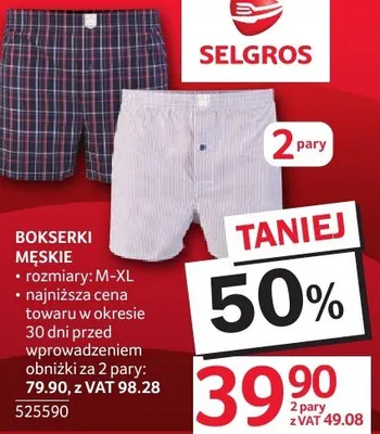 Bokserki męskie rozmiary M-XL promocja w Selgros
