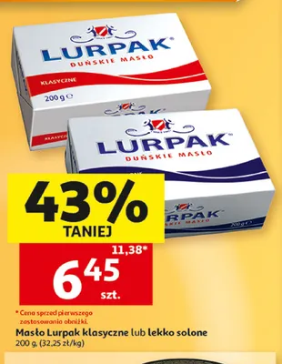 Masło Lurpak lekko solone promocja w Auchan