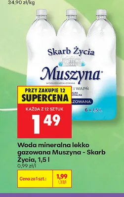 Woda mineralna lekko gazowana Muszyna Skarb Życia promocja w Biedronka