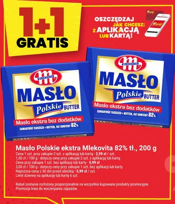 Masło Polskie ekstra Mlekovita 82% tł. promocja w Twój Market