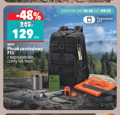 Plecak survivalowy PS5 z wyposażeniem Setty promocja w Biedronka Home