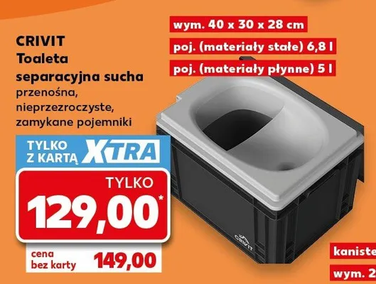 Toaleta separacyjna sucha CRIVIT promocja w Kaufland