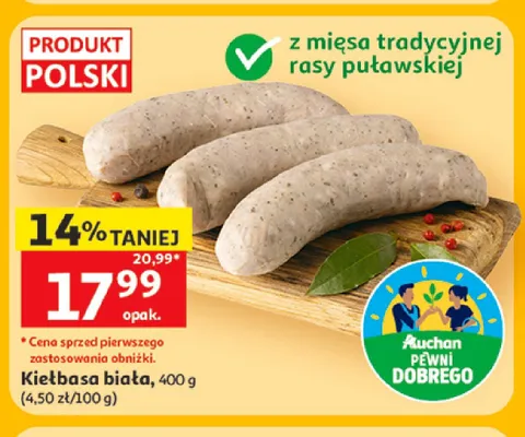 Kiełbasa biała Pewni Dobrego promocja w Auchan