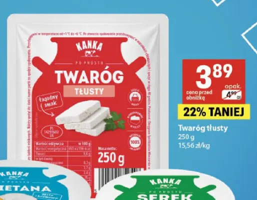 Twaróg tłusty Kanka promocja w Delikatesy Centrum