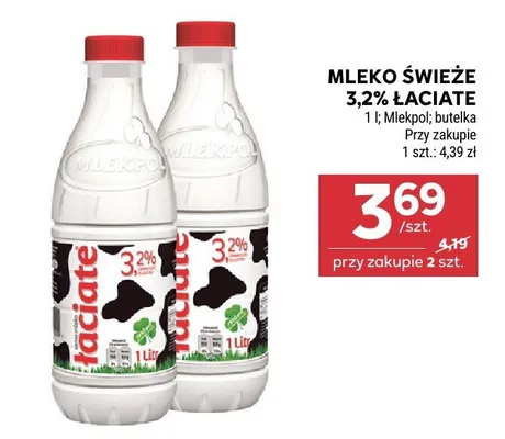 Mleko świeże 3.2% łaciate Łaciate promocja w Stokrotka