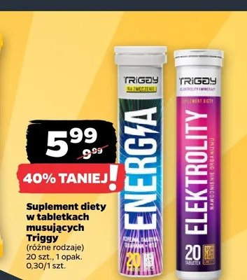 Suplement diety w tabletkach musujących Triggy Elektrolity promocja w Netto