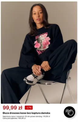 Bluza dresowa loose bez kaptura damska promocja w 4F