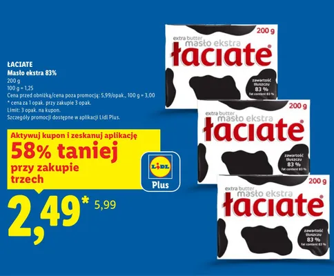 Masło ekstra 83% promocja w Lidl