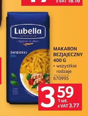 Makaron bezjajeczny Lubella Świderki promocja w Selgros