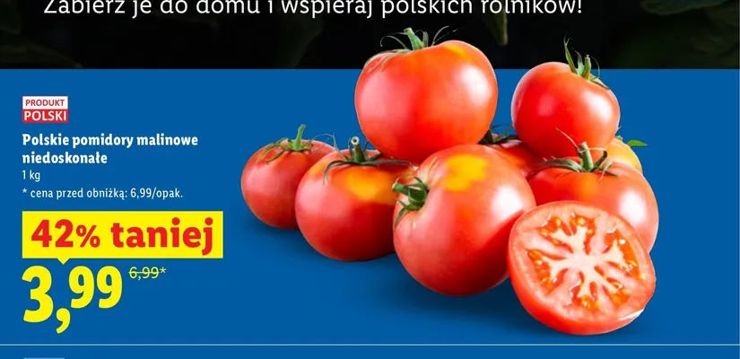 Pomidory malinowe niedoskonałe Ryneczek Lidla polskie promocja w Lidl