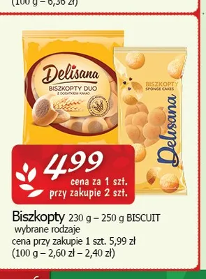 Biszkopty Duo Delisana promocja w CEZAR Delikatesy