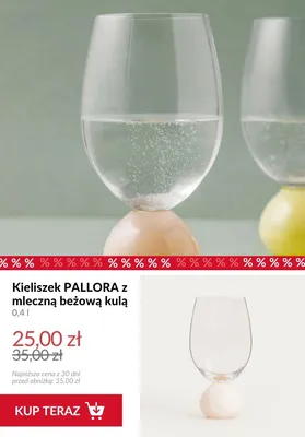 Kieliszek Pallora z mleczną beżową kulą 0,4 l promocja w Homla