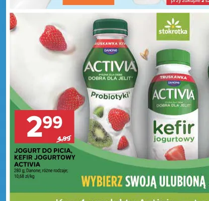 Jogurt do picia Activia truskawka kiwi promocja w Stokrotka