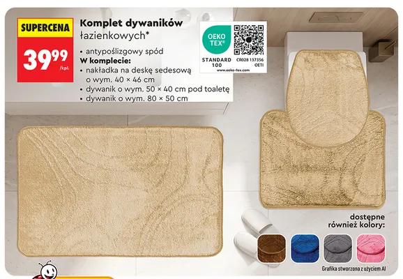 Komplet dywaników łazienkowych promocja w Biedronka