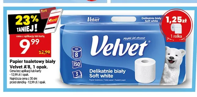 Papier toaletowy biały Velvet promocja w Twój Market