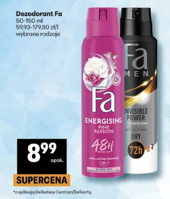 Dezodorant Fa Men Invisible Power promocja w Delikatesy Centrum