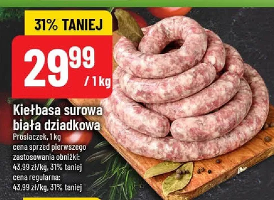 Kiełbasa surowa biała dziadkowa promocja w POLOmarket