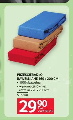 Prześcieradło bawełniane 160x200 cm promocja w Selgros